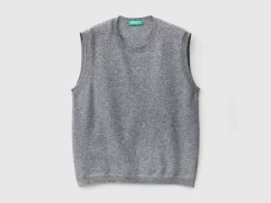 Dark gray vest in pure Merino wool