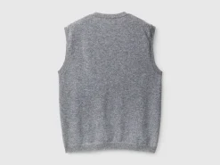 Dark gray vest in pure Merino wool