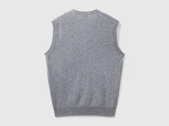 Dark gray vest in pure Merino wool