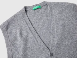 Dark gray vest in pure Merino wool