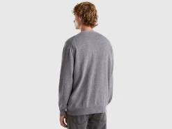 Dark gray V-neck cardigan in pure Merino wool
