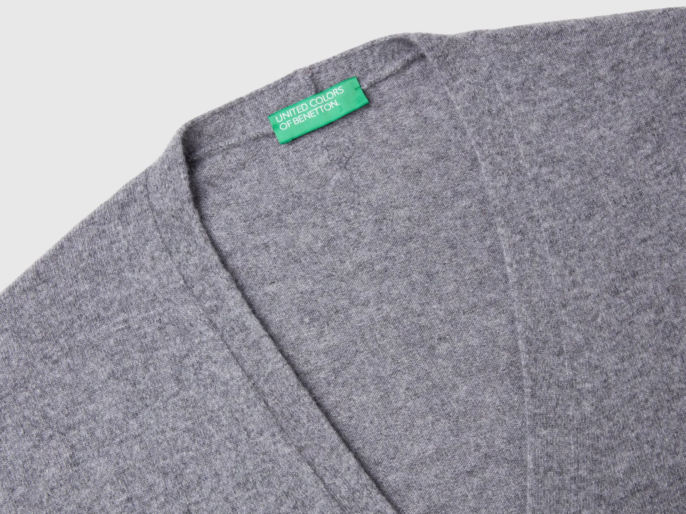 Dark gray V-neck cardigan in pure Merino wool