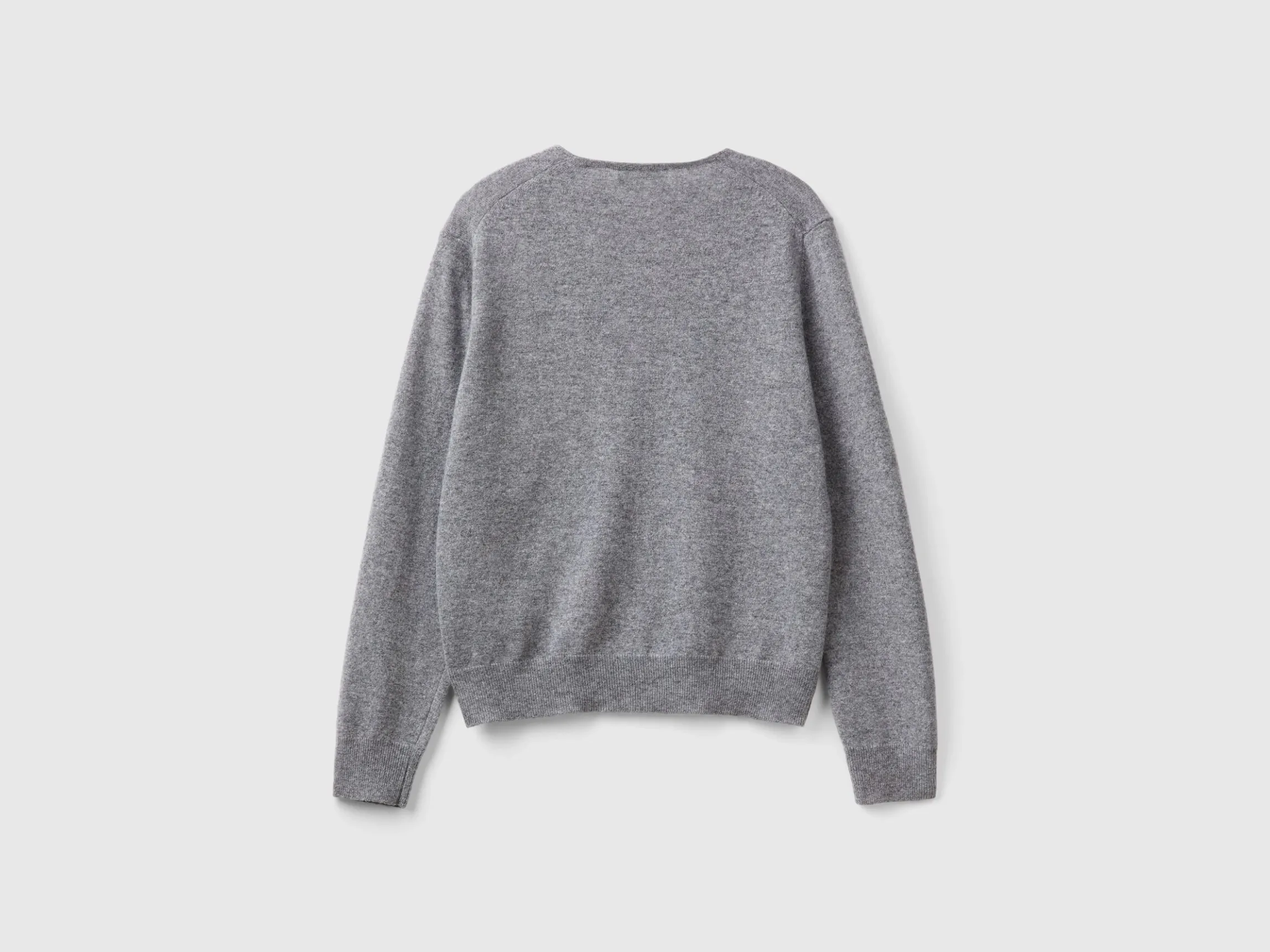 Dark gray V-neck sweater in pure Merino wool