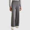 Dark gray wide leg trousers in wool and cashmere blend