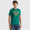 Dark green organic cotton t-shirt with orange logo