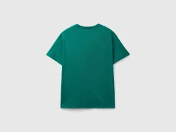 Dark green organic cotton t-shirt with orange logo