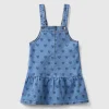 Denim dungaree skirt with hearts