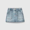 Denim mini skirt with rhinestones