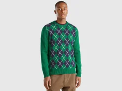Diamond sweater in pure Shetland wool