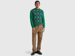 Diamond sweater in pure Shetland wool