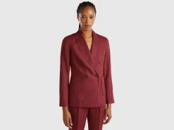 Double-breasted blazer in pure linen
