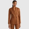 Double-breasted blazer in pure linen