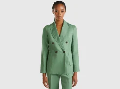 Double-breasted blazer in pure linen