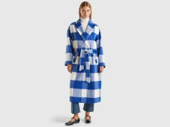 Double-breasted check coat