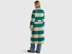 Double-breasted check coat