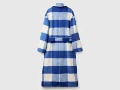 Double-breasted check coat