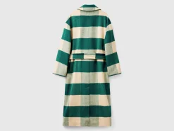Double-breasted check coat
