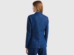 Double-breasted denim blazer