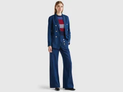 Double-breasted denim blazer