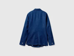 Double-breasted denim blazer