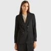 Double-breasted jacket in stretch viscose blend