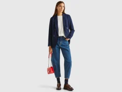 Double-breasted jacket in stretch viscose blend