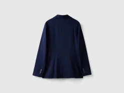Double-breasted jacket in stretch viscose blend