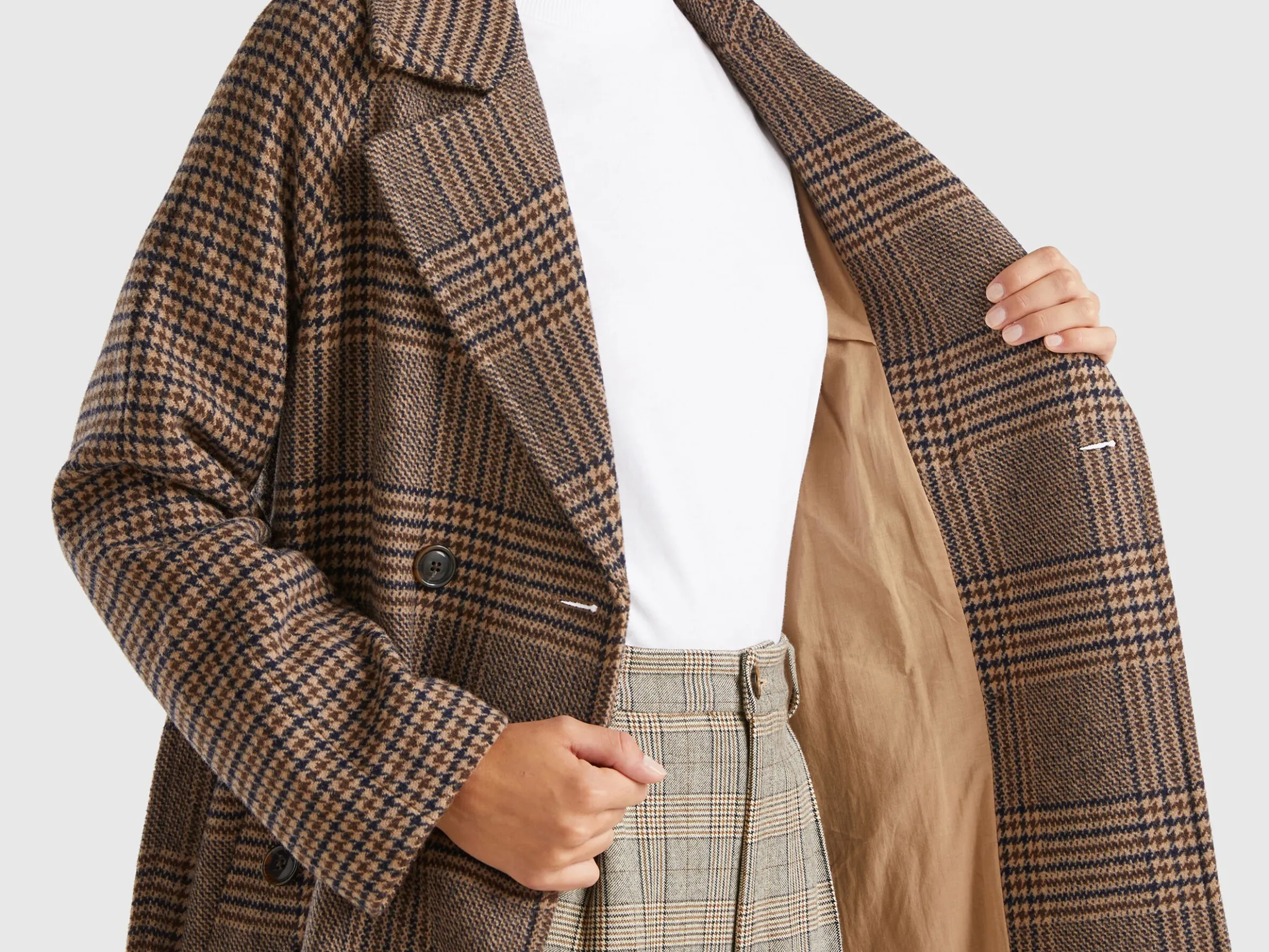 Double-breasted Prince of Wales coat