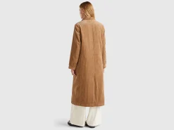 Double-breasted velvet trench coat