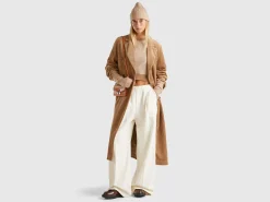 Double-breasted velvet trench coat