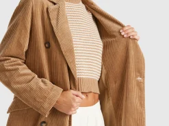 Double-breasted velvet trench coat