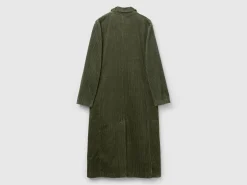 Double-breasted velvet trench coat