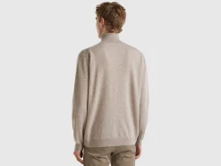 Dove gray turtleneck in pure Merino wool