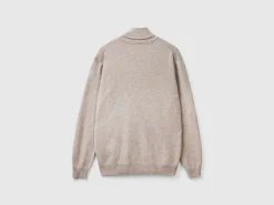 Dove gray turtleneck in pure Merino wool