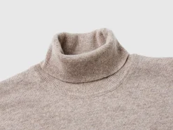 Dove gray turtleneck in pure Merino wool