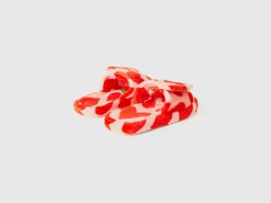 Faux fur tartan slippers