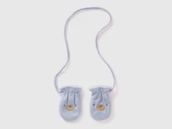 Fleece mittens with animal embroidery