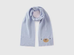 Fleece scarf with animal embroidery