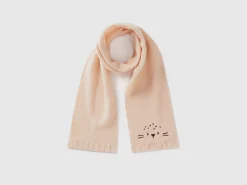 Fleece scarf with animal embroidery