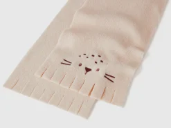Fleece scarf with animal embroidery