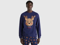 Fleece sweater with reindeer print