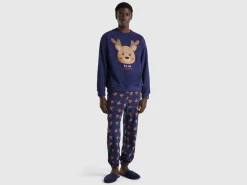 Fleece sweater with reindeer print
