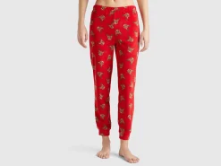 Fleece trousers with reindeer print