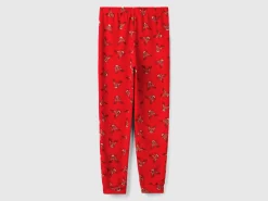 Fleece trousers with reindeer print
