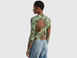 Floral cardigan in recycled yarn