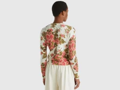 Floral cardigan in recycled yarn