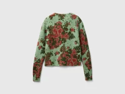 Floral cardigan in recycled yarn
