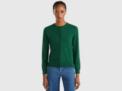 Forest green cardigan in cashmere and wool blend