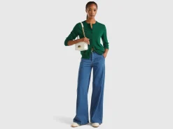 Forest green cardigan in cashmere and wool blend