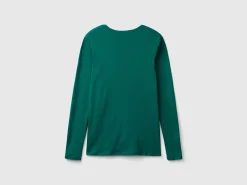 Forest green long sleeve t-shirt in 100% cotton